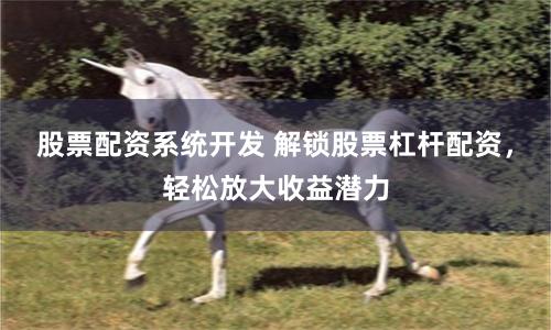 股票配资系统开发 解锁股票杠杆配资，轻松放大收益潜力